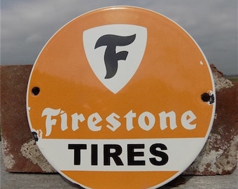 Firestone Reifen Schild, Metall Porzellan Werbung, Tankstelle Service B
