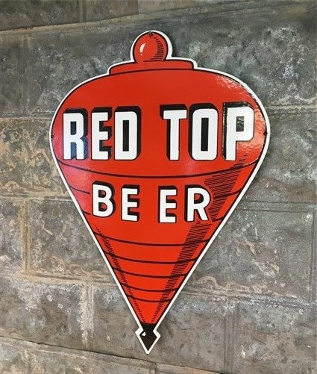 Red Top Beer Sign Metal Porcelain Advertising Sign Beer Etsy