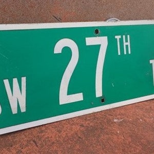 SW 27th Ter Street Sign, 9x24 Vintage Green Road Sign, Metal Road Sign, A Vintage Reflective Road Sign, Vintage Street Sign