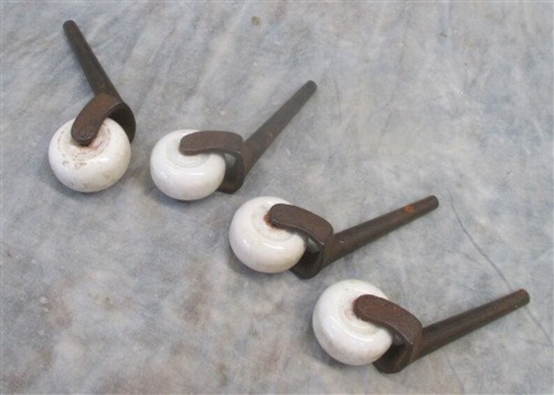 4 Porcelain Caster Wheels Antique Furniture Roller Dresser Etsy