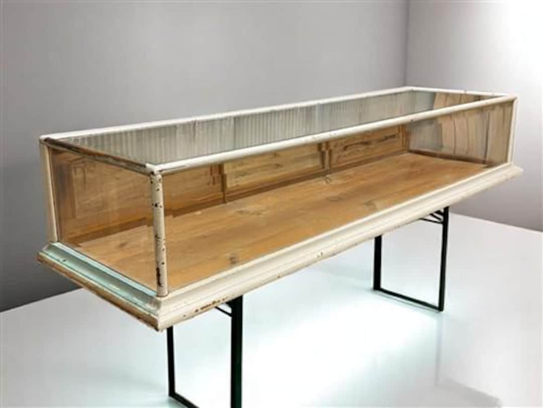 Wood Framed Bevel Glass Case, Vintage Store Countertop Showcase ...