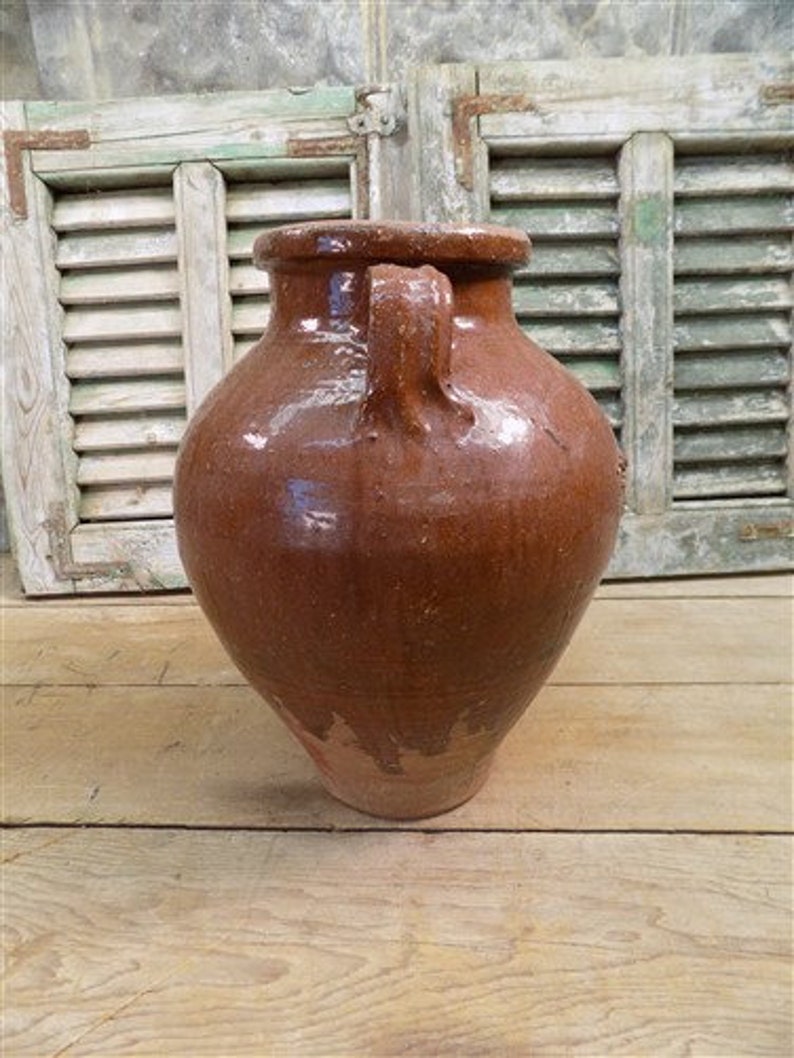 Antique Turkish Olive Jar Pot Vintage Terracotta Planter Etsy