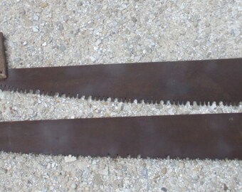 2 Hand Saws cross Cut Logging Broad Belly Lumberjack Two Man Rustic Country ag