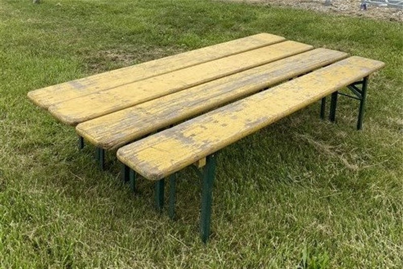 4 Vintage German Beer Garden Benches Portable Industrial Wood Etsy UK