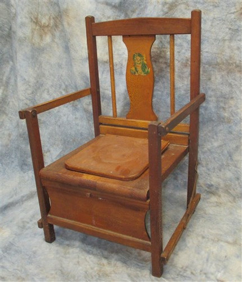Wood Potty Chair Vintage Mid Century Toilet Training Commode Etsy
