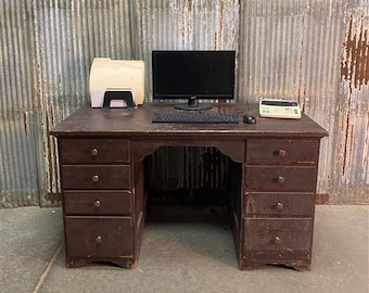 Vintage Wood Desk with Drawers, Writing Desk, Home/Office Desk, Wood Furniture