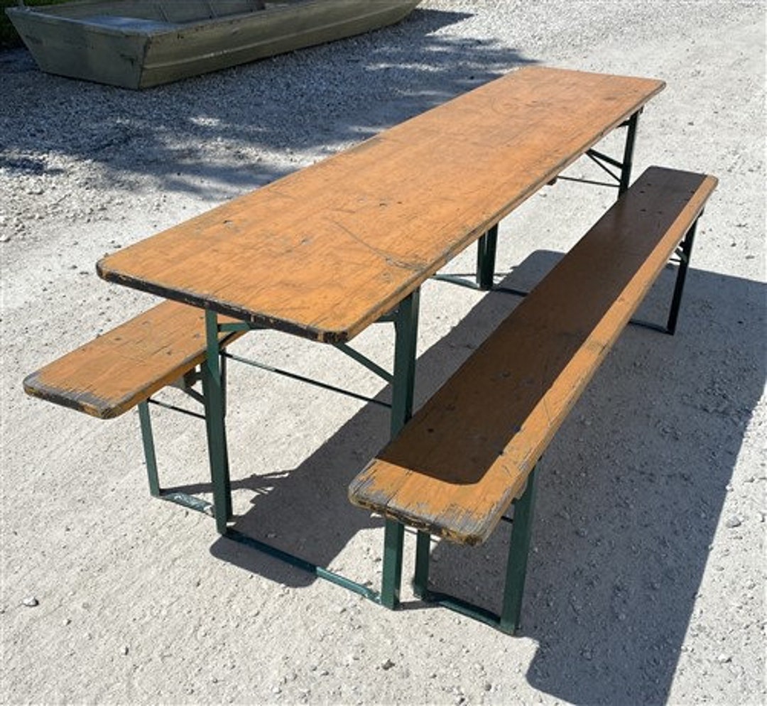Wood Vintage German Beer Garden Table and Benches Oktoberfest Etsy