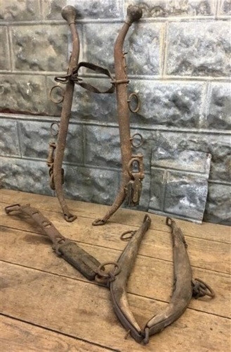 4 Horse Collar Harness Hames Brass Leather Bridle Tack Etsy