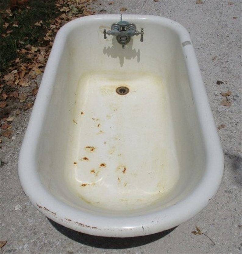 4'6 Porcelain Claw Foot Bath Tub Vintage Art Deco Etsy