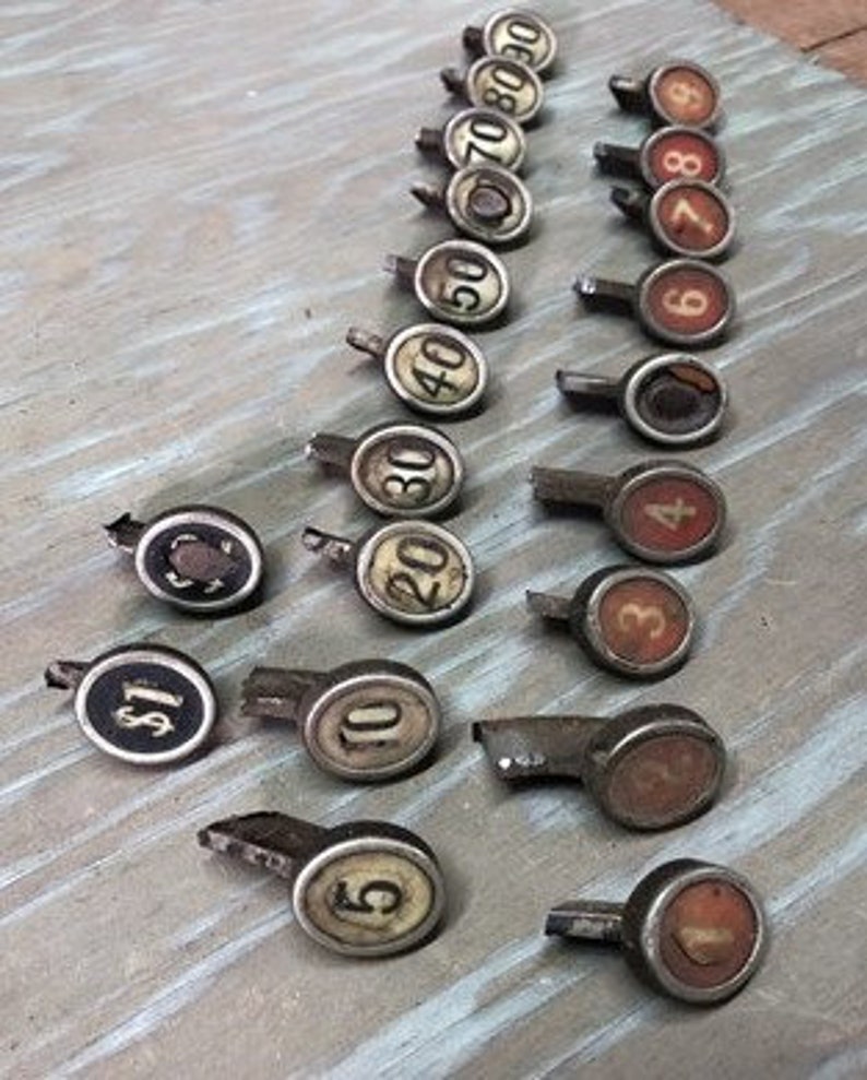 NCR National Cash Register Brass Keys Buttons Parts Numbers Steampunk G, NCR Cash Register Parts, Cash Register Keys, Art Crafts Jewelry image 2