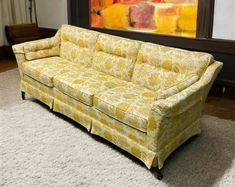 Leather Sofa, Vintage Mid Century Sofa, Family Room Couch, Davenport