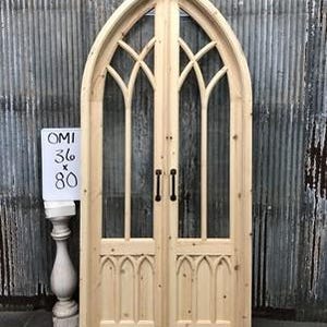 Arched French Double Door (36x80) 5 Pane Glass Door European Styled w Jamb OM1