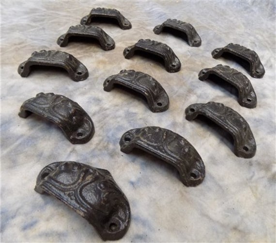 12 Cast Iron Fingertip Drawer Pulls Handles Hardware Desk Etsy