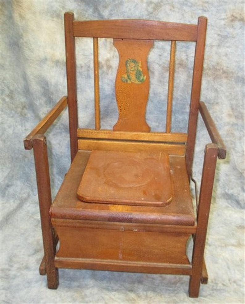 Wood Potty Chair Vintage Mid Century Toilet Training Commode Etsy