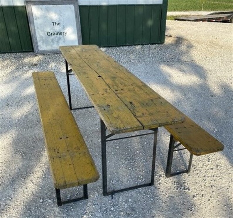 Wood Vintage German Beer Garden Table and Benches Oktoberfest | Etsy