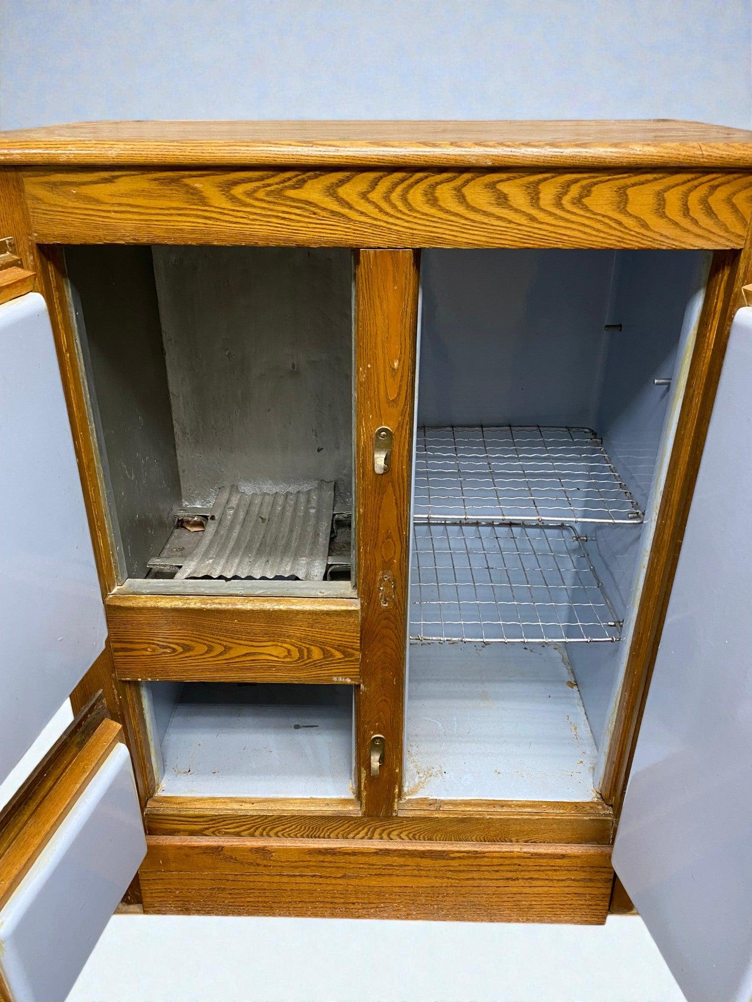 Rustic Fridge Antique Oak Ice Box Refrigerator Rustic Farmhouse 3 Door Icebox Cabinet ...