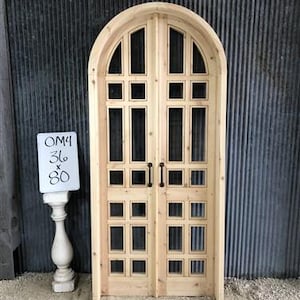 Arched French Double Door (36x80) 14 Pane Glass Door European Styled w Jamb OM4