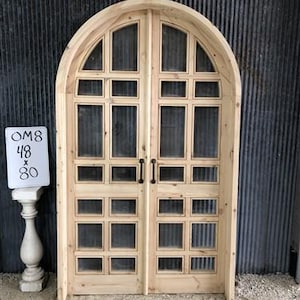 Arched French Double Door (48x80) 14 Pane Glass Door European Styled w Jamb OM8