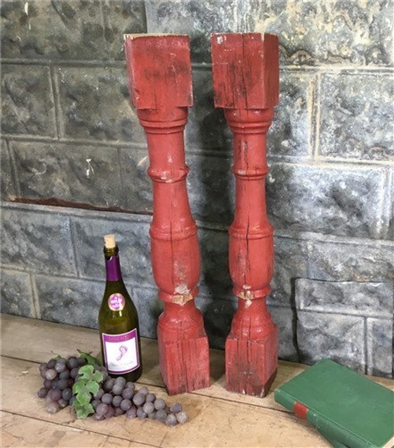 Large Antique Chunky Balusters Vintage Wood Spindles Etsy