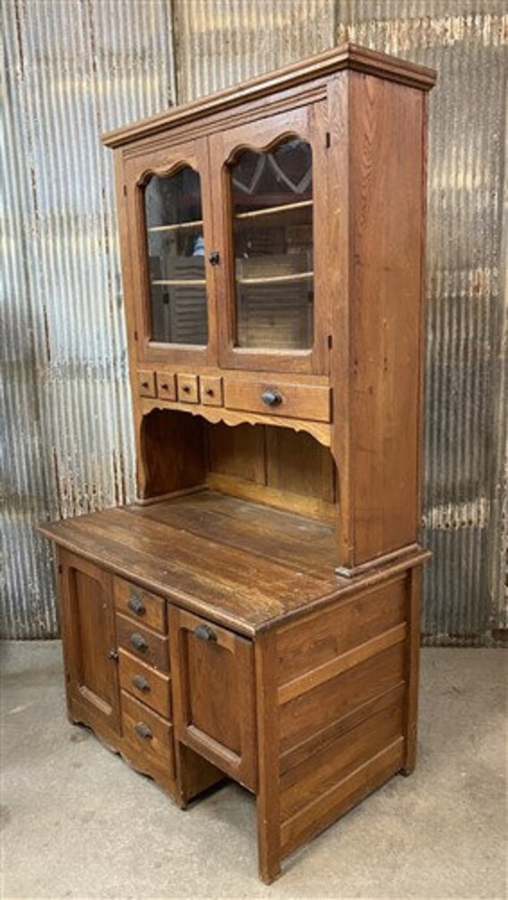 Vintage Hawkeye Kitchen Cabinet China Hutch Display Case Pantry