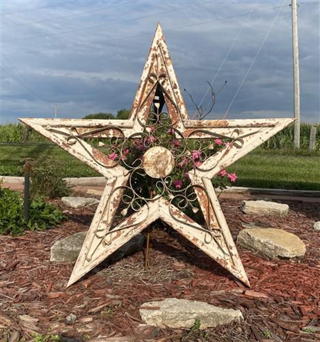 Large Rustic Star, Wood Metal Window Frame, Distressed Barn Farmhouse ...