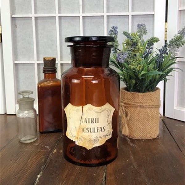 Braune Glas Apothekerdose, Apotheken-Drogisten-Medizinflasche, Braunglas A1 Apothekerglas, Bauernhausdekor, Vintage Medizinisch