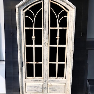Double Paneled Architectural Wood Metal Window Frame, Cream Farmhouse Window