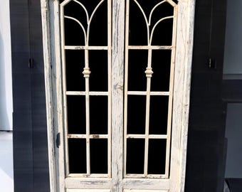Farmhouse Arched  Decorative Wall Doors-Pair-Wall-Primitive-Rustic-Garden-Patio-32x48x1 inches-Three Color Choices-Large