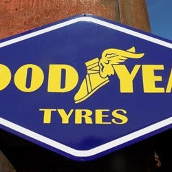 Good Year Tyres Sign, Metal Porcelain Sign, Advertising Sign, Good Year Sign Tires Sign, Metal Porcelain Sign, Advertising Sign, Tyres Sign