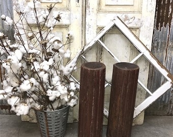 Paar-Weinlese-geschnitzte Holzsäule-Architectural Salvage-Kerzenständer-Halter