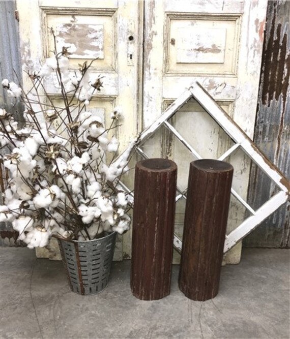 Pair Vintage Carved Wood Pillar Architectural Salvage Candle Etsy