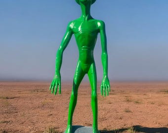 Alien Statue, Green Space Men, UFO Extraterrestrial Alien Art, Cast Aluminum, J