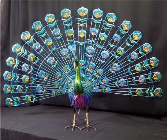 Metal Art Peacock Yard Statue Peacock Garden Decor Sculpture