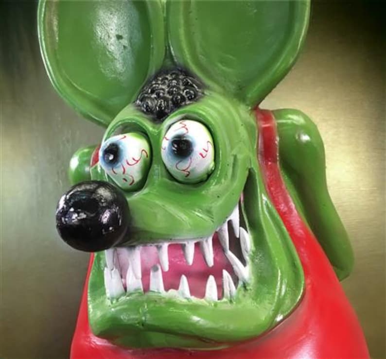 3' Rat Fink Statue, Ed Big Daddy Roth Kustom Kulture Rat Rod Street Rod ...