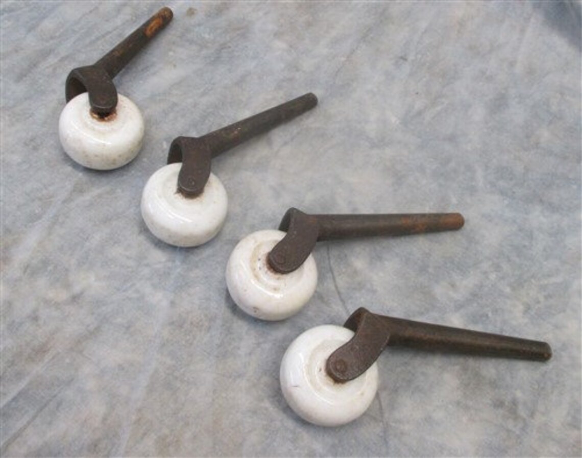 4 Porcelain Caster Wheels Antique Furniture Roller Dresser Etsy