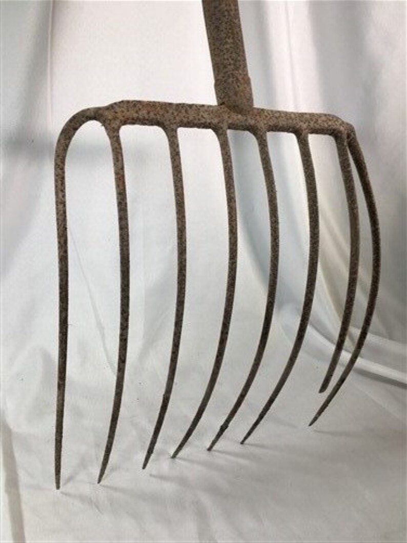 Rustic Pitchfork Vintage Wood Handle Farm Country Tool Barn Etsy
