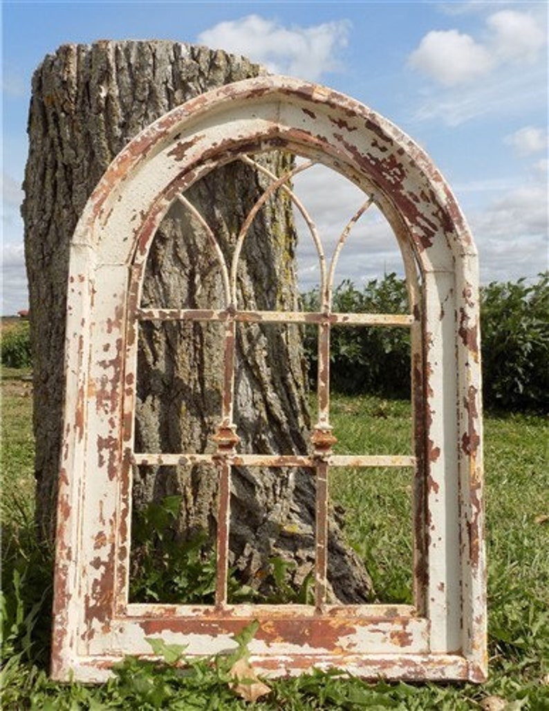 Wood Metal Gothic Window Frame Distressed Wall Decor Arched Etsy