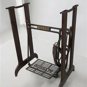 Treadle Sewing Machine, Cast Iron Base, Industrial Age Singer Steampunk QO, Treadle Base Table Sewing Machine, Table Metal Table Base