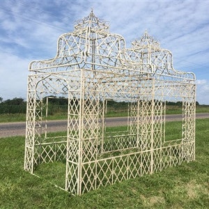 Double White Gazebo Arbor, Metal Pergola, Outdoor Patio, Garden Gazebo Arbor, D, Outdoor Gazebo Iron Gazebo, Garden Decor Wedding Decor