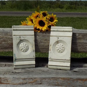 2 Plinth Blocks, Door Trim Molding, Architectural Salvage, Antique Wood Trim C17 Door Trim Corner Block, Vintage Wood Molding Skirting Trim
