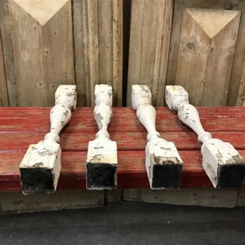 4 Balusters Painted Wood Architectural Salvage Spindles Porch House Trim Z, Vintage Wood shops Spindles, Wooden Balusters, Rustic Farmhouse
