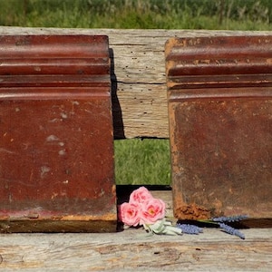 2 Plinth Blocks, Door Trim Molding, Architectural Salvage, Antique Wood Trim C8,Door Trim Corner Block, Vintage Wood Molding, Skirting Trim