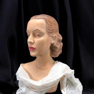 Female Plaster Mannequin Head, Art Deco, Vintage Salon Hat Shop Display Bust H11 Plaster Head, Art Deco Bust, Hat Jewelry Display