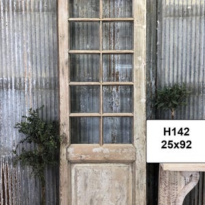 Antique French Single Door (25x92) 12 Glass Panes, European Design H142