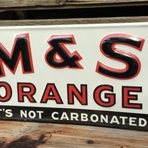 M&S Orange Its Not Carbonated Sign, Metal Advertising Sign, Retro Soda Pop, MS Orange Sign, Soda Pop Sign, Retro Diner Decor