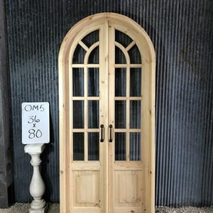 Arched French Double Door (36x80) 9 Pane Glass Door European Styled w Jamb OM5