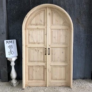Arched French Double Door (48x80) Panel Doors, European Styled Doors w Jamb MM1