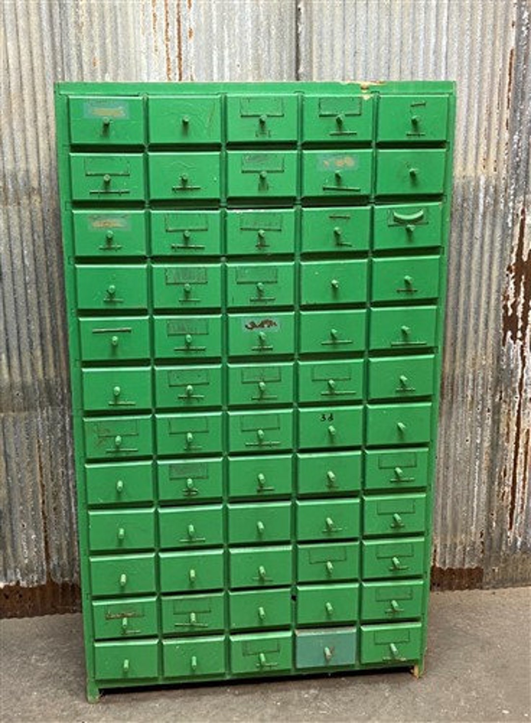 Vintage Flat File double Stack Cabinet With Reclaimed Wood Top