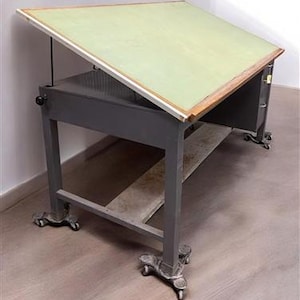Industrial Drafting Table, Vintage Hamilton 7' Drafting Work Table with Drawers