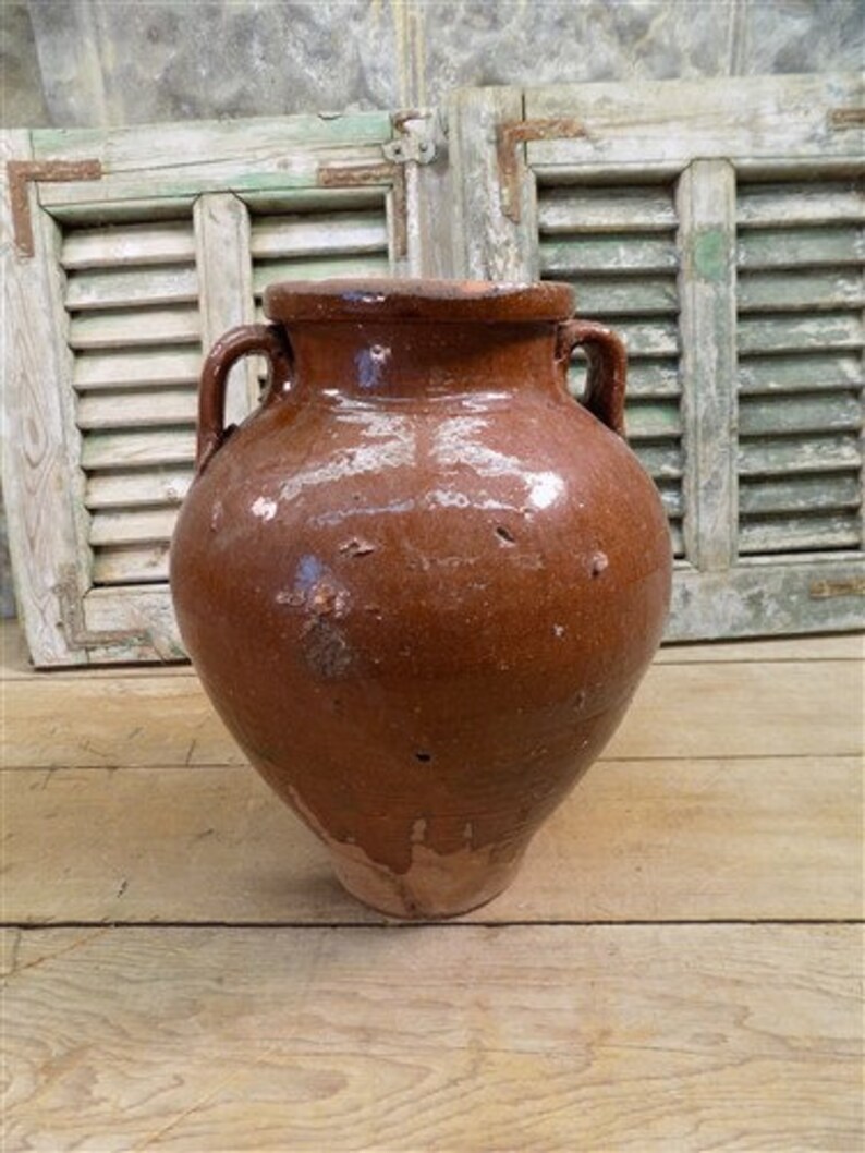 Antique Turkish Olive Jar Pot Vintage Terracotta Planter Etsy